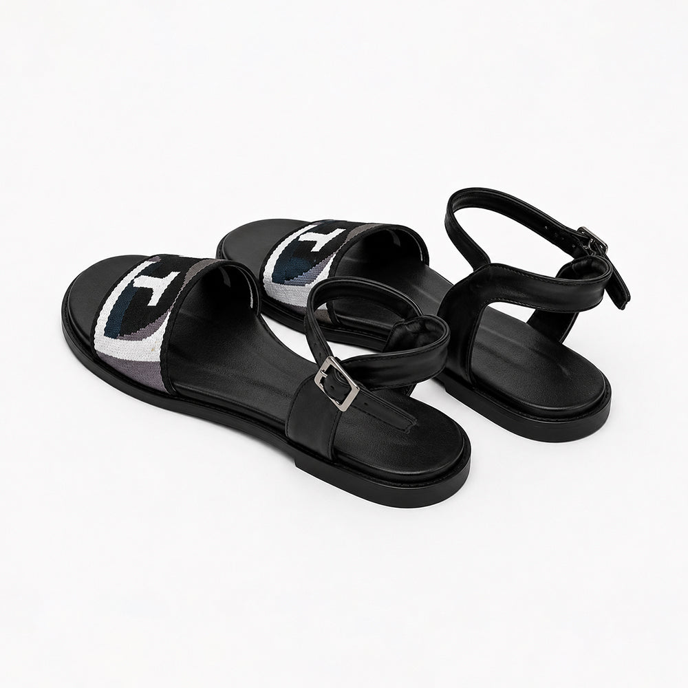 Noir Emblem Sandals