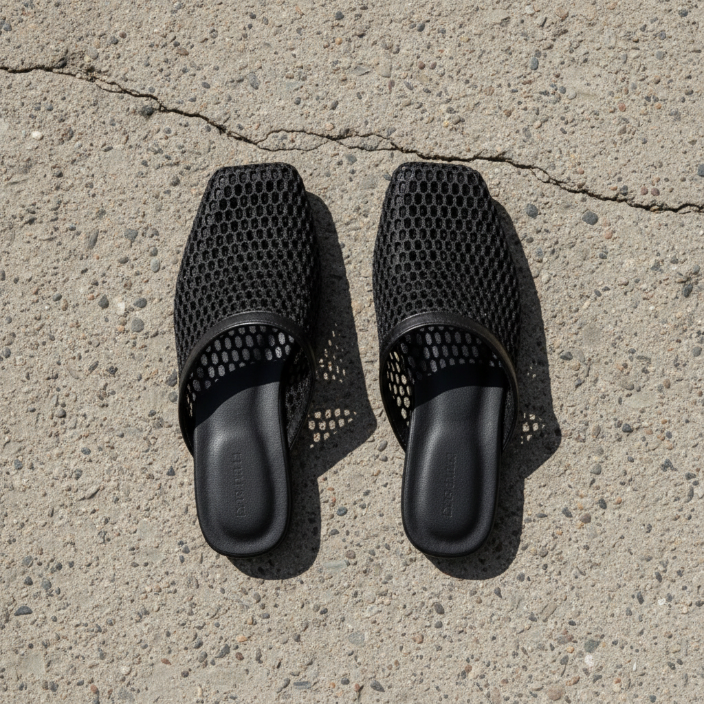Black Mesh Flats - Top