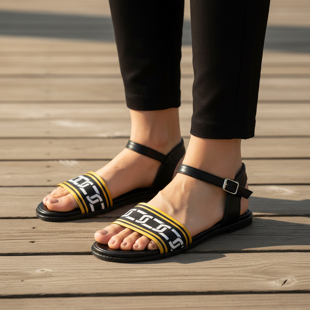 Yellow Chain Sandals - Model Foot Shot